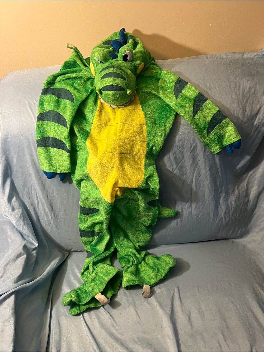 Green Dragon Kids Costume with Yellow Belly